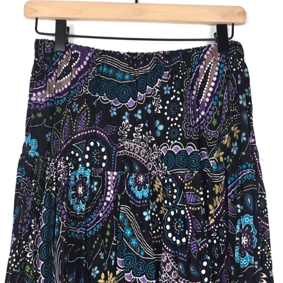 NYC DESIGN CO Skirt Maxi Paisley Peasant Glitter Whimsigoth Accordion Medium - Picture 5 of 8